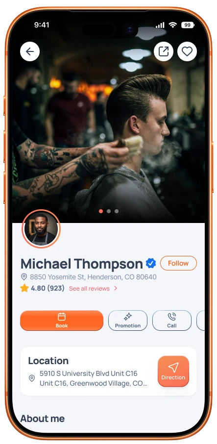 The Blookd app's booking flow screen