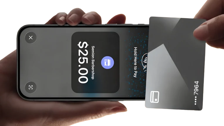 Paying with a tap-to-pay card on a phone